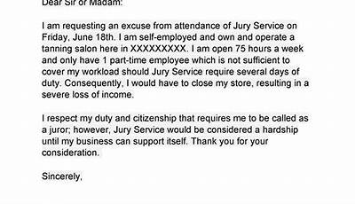 Sample Jury Duty Excuse Letter From Employer