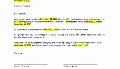 Sample Lease Renewal Letter To Tenant