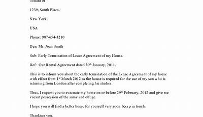 Sample Letter Breaking Lease Due To Noise