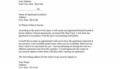 Sample Letter For Tenant To Move Out