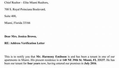 Sample Letter Of Address Verification