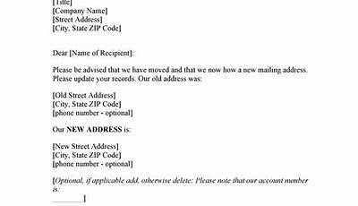 Sample Letter Of Change Of Address
