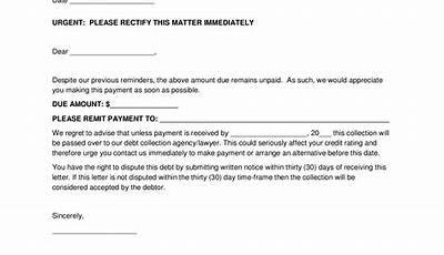 Sample Letter Of Debt Collection