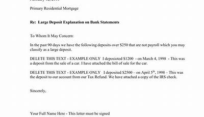 Sample Letter Of Explanation For Large Deposit