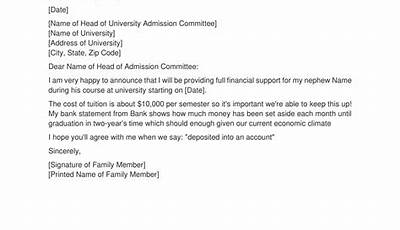 Sample Letter Of Financial Support For A Family Member