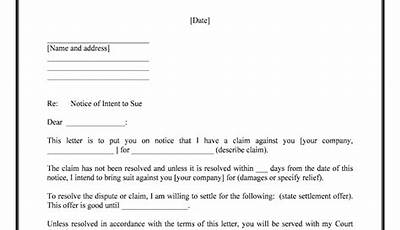 Sample Letter Of Intent To Take Legal Action