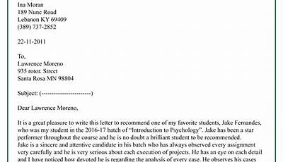 Sample Letter Of Recommendation For Medical Student