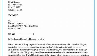 Sample Letter To Judge From Mother For Child Custody