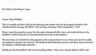 Sample Letter To Landlord Not Renewing Lease