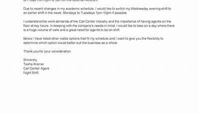 Sample Letter To Request Change Of Work Schedule