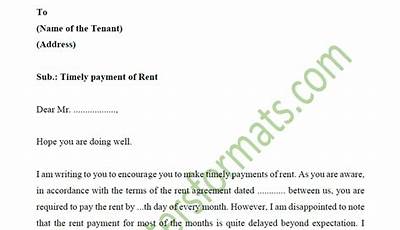 Sample Letter To Tenant To Pay Rent On Time
