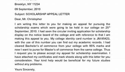 Sample Merit Scholarship Appeal Letter