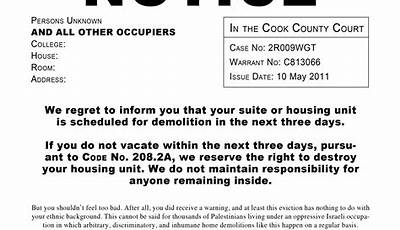 Sample Of Eviction Notice Letter