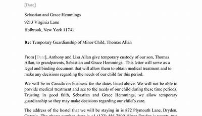 Sample Of Guardianship Letter From Parents