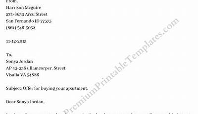 Sample Offer Letter To Purchase Property Word