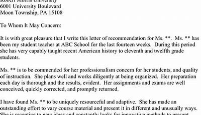 Sample Recommendation Letter For Student From Teacher Pdf