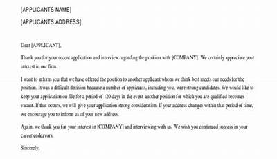Sample Rejection Letter After Interview For Internal Candidate