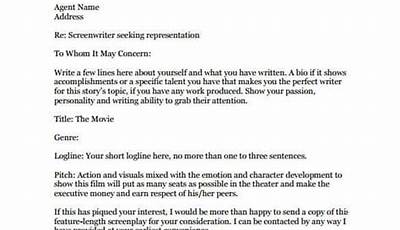 Screenplay Query Letter Sample