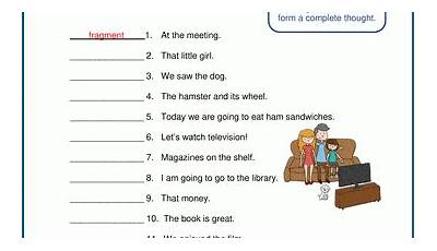 Sentence And Fragment Worksheets