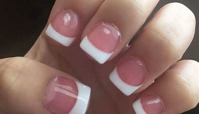Short Acrylic Nails Square Simple French Tips Pink