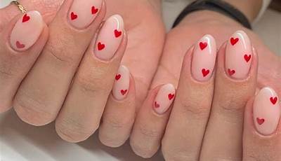 Short Almond Nails Valentines Day French