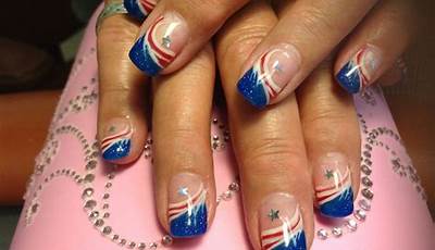 Simple Red White And Blue Nails French Tips