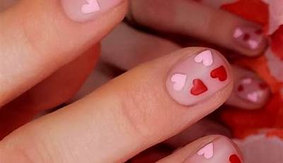 Simple Valentines Nails Short Pink