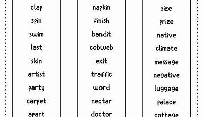 Spelling Words For Second Grade