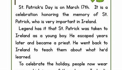 St Patrick's Day Reading Comprehension Worksheets