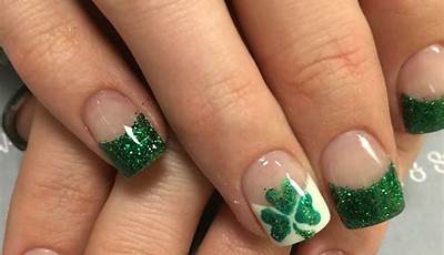 St Patricks Day Nails French Tips Green