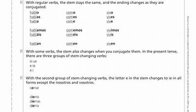 Stem-Changing Verbs Worksheet