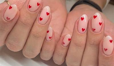 Subtle Valentines Nails Long