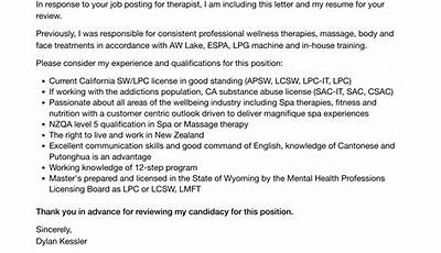 Therapist Cover Letter Sample