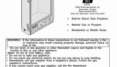 Travis Industries Gas Fireplace Manual