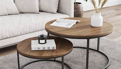 Two Round Coffee Tables In Living Room