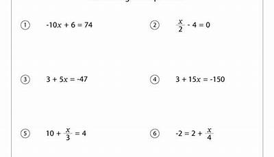 Two Step Algebra Equations Worksheets