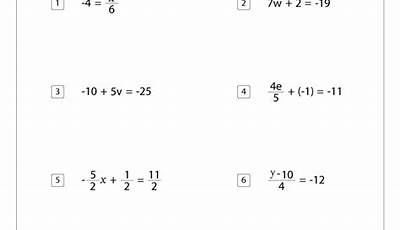 Two Step Algebraic Equations Worksheet