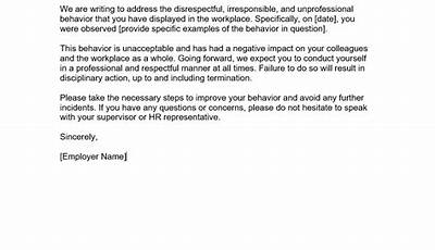 Unprofessional Behavior Sample Warning Letter To Employee For Disrespectful