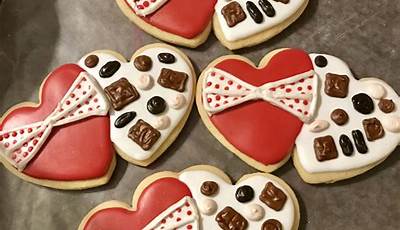 Valentine Cookies Decorated Double Heart