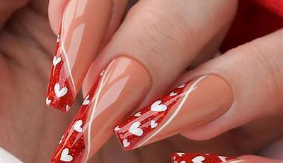 Valentines Day Nails 3D Hearts