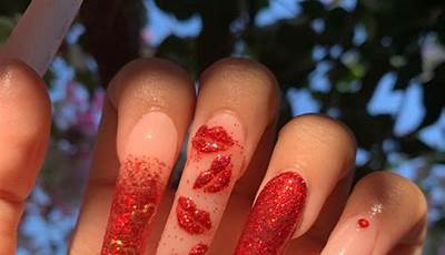 Valentines Day Nails Acrylic Long Baddie