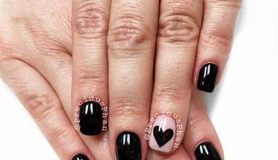 Valentines Day Nails Black Tips