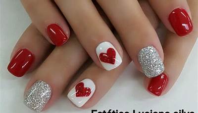 Valentines Day Nails Gel Short Red