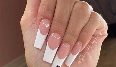Valentines Day Nails Long Square French Tip