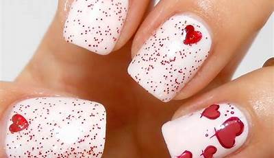 Valentines Day Nails Short Square Glitter