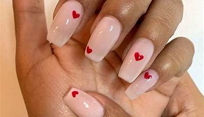 Valentines Day Nails Short Square Light Pink