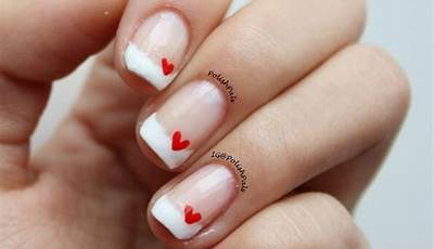 Valentines Day Nails Short White Tip