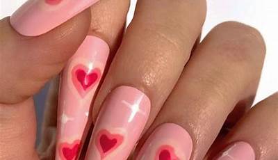 Valentines Nails Acrylic Candy Hearts