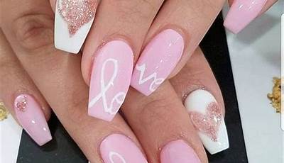 Valentines Nails Coffin Shape