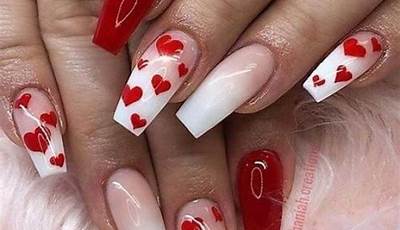 Valentines Nails Designs Red And White